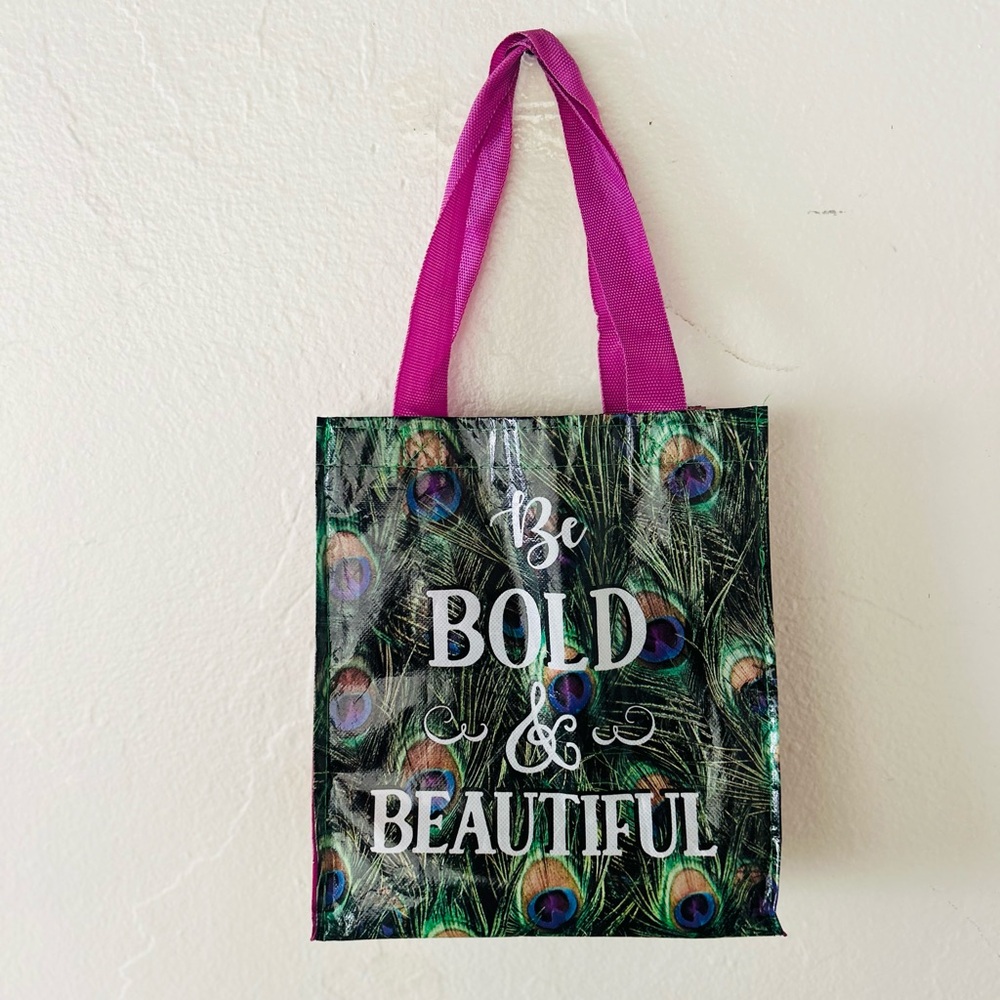 Cracker Barrel Be Bold Be Beautiful Peacock Print  Reusable Tote Bag